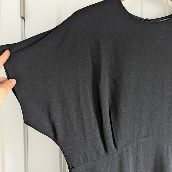 H&M Black Midi Dress | Dolman Sleeve + Keyhole Back | Minimalist Chic - Picture 4 of 9